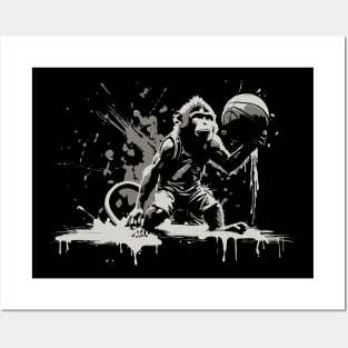 monkey play basketball Posters and Art